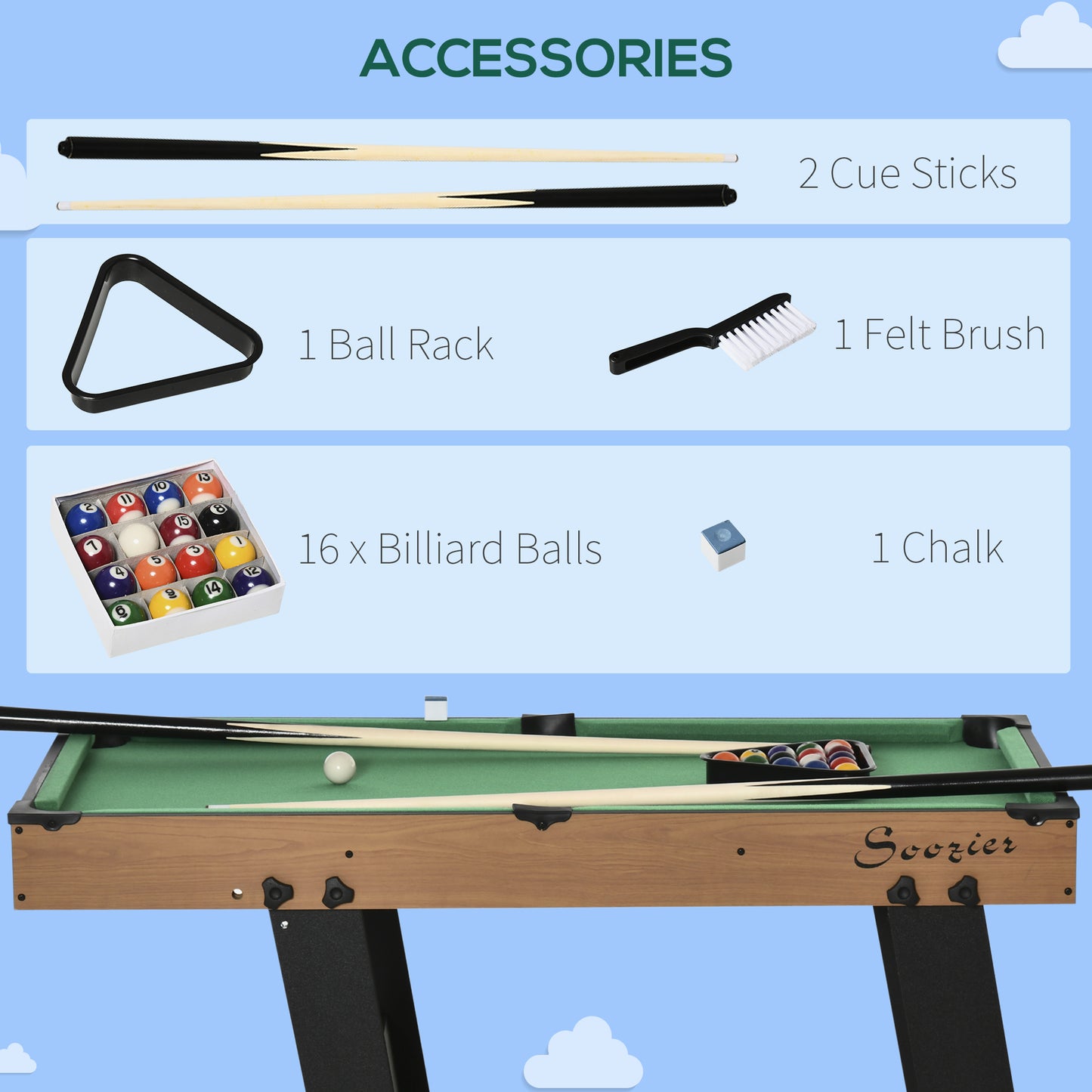 52" Portable Folding Pool Table
