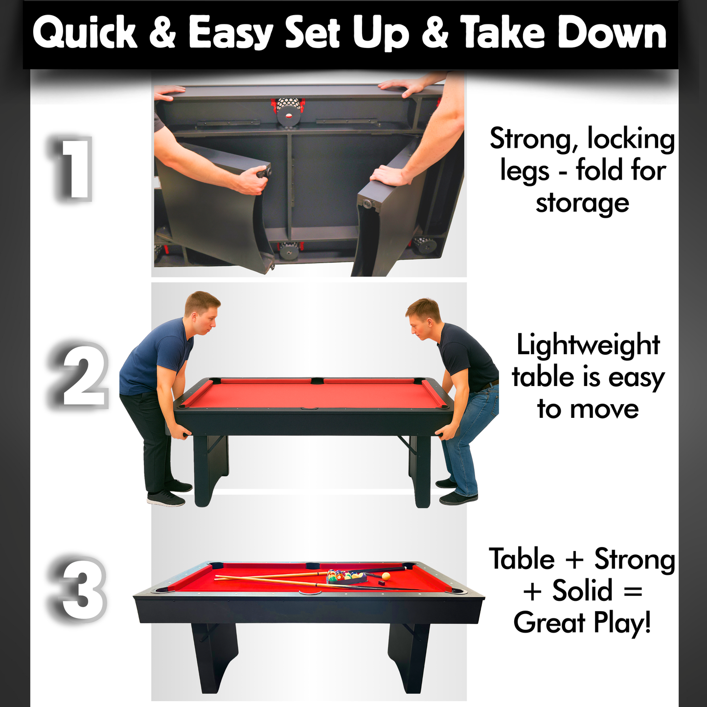 The Ashford 6' Portable Folding Pool Table Freetime Fun