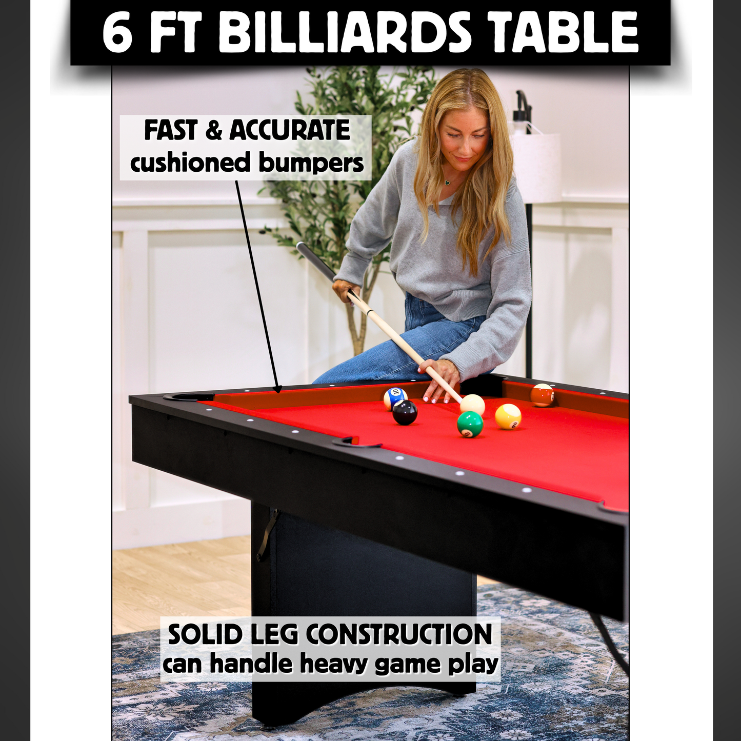 The Ashford 6' Portable Folding Pool Table Freetime Fun