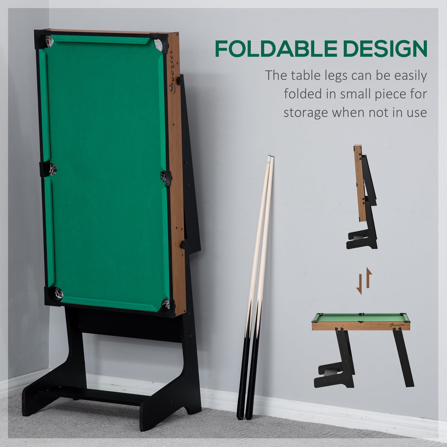 52" Portable Folding Pool Table