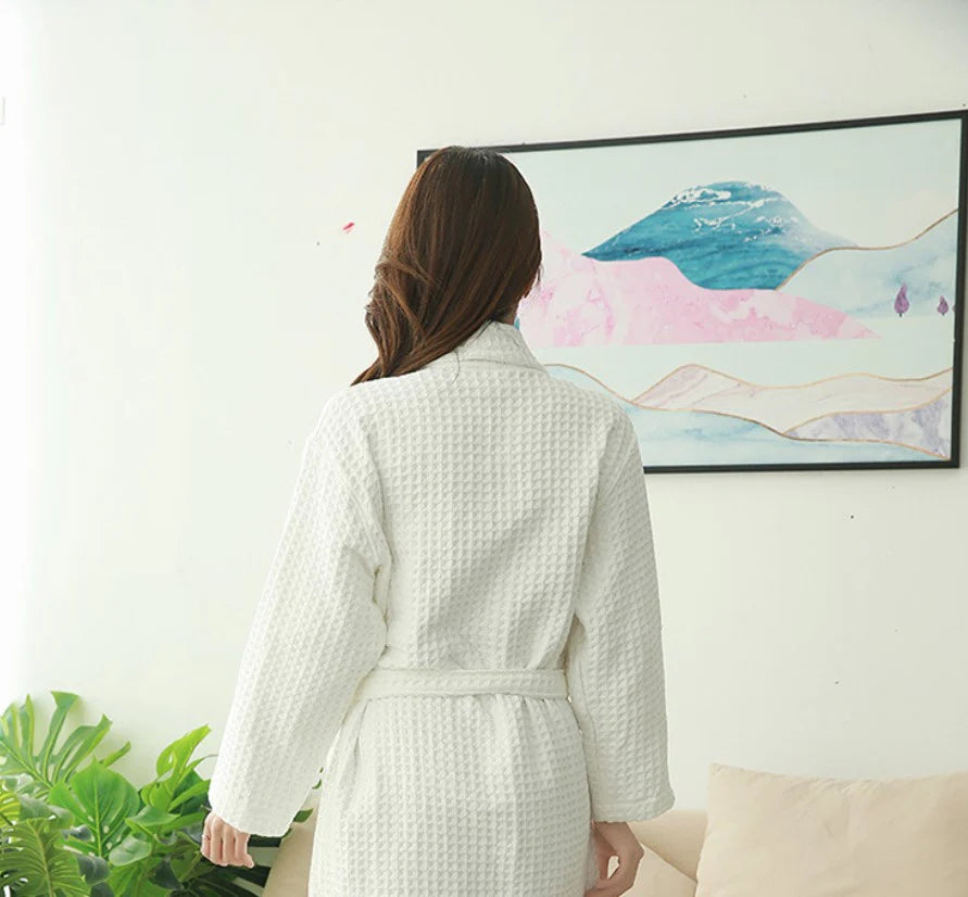 Cotton Double Waffle Unisex Thickened Long Robe