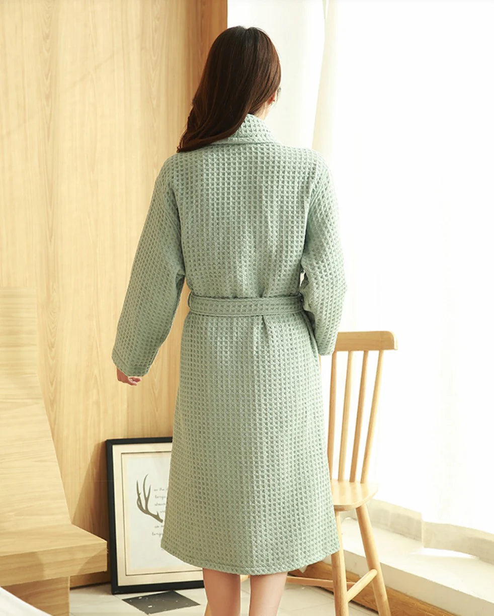 Cotton Double Waffle Unisex Thickened Long Robe