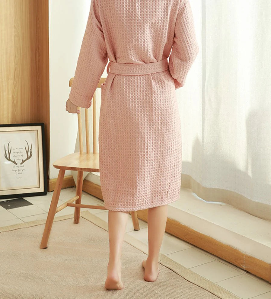 Cotton Double Waffle Unisex Thickened Long Robe