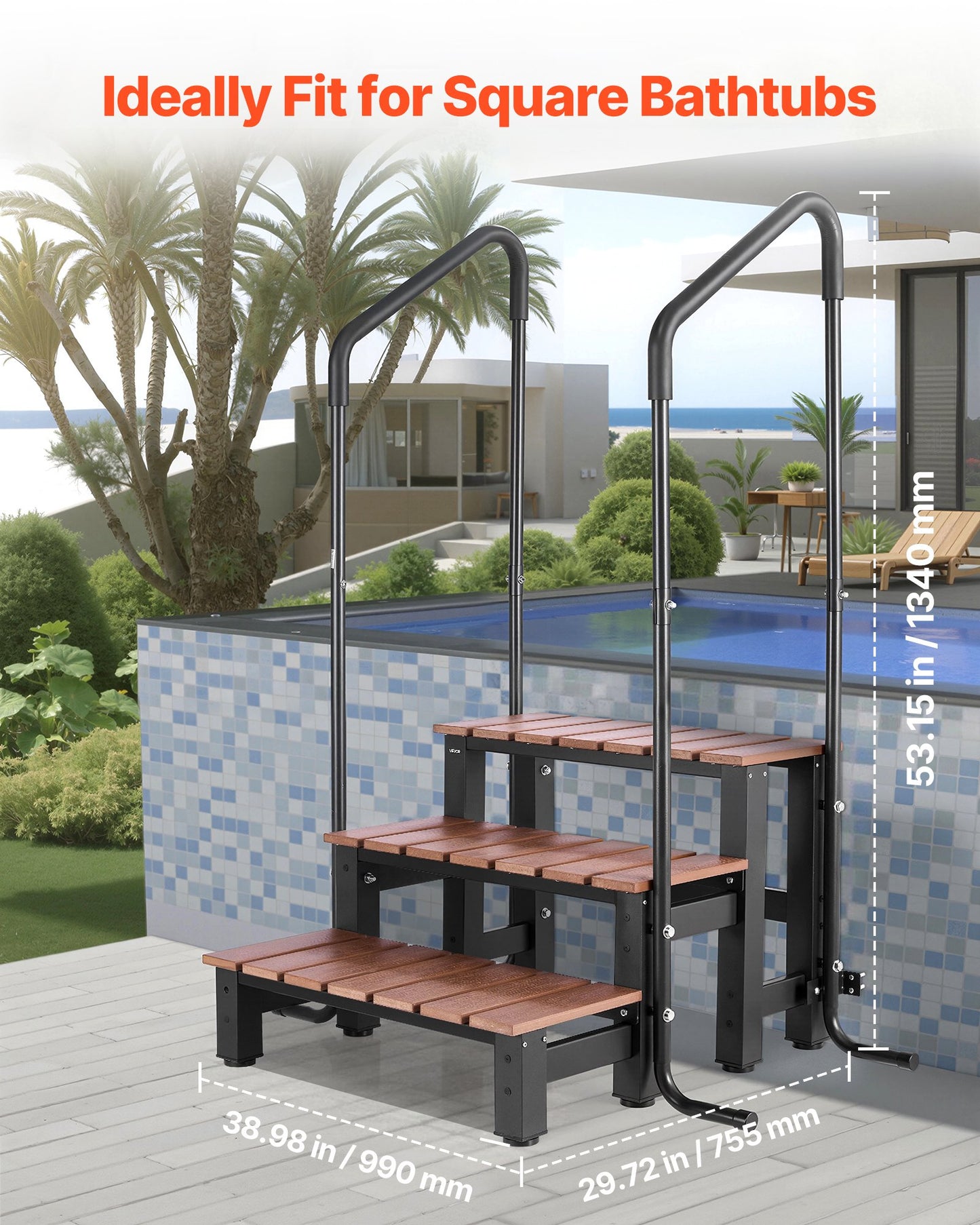 Hot Tub Steps With Handrail