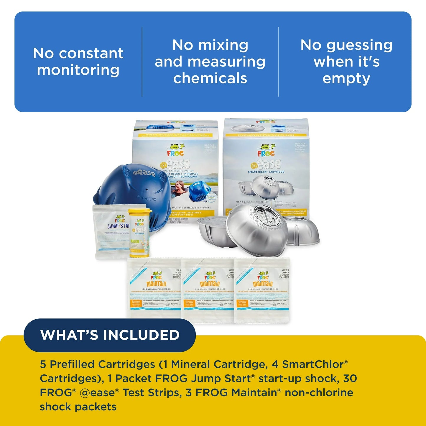 FROG @ease Floating Sanitizer + SmartChlor + Maintain Shock Kit