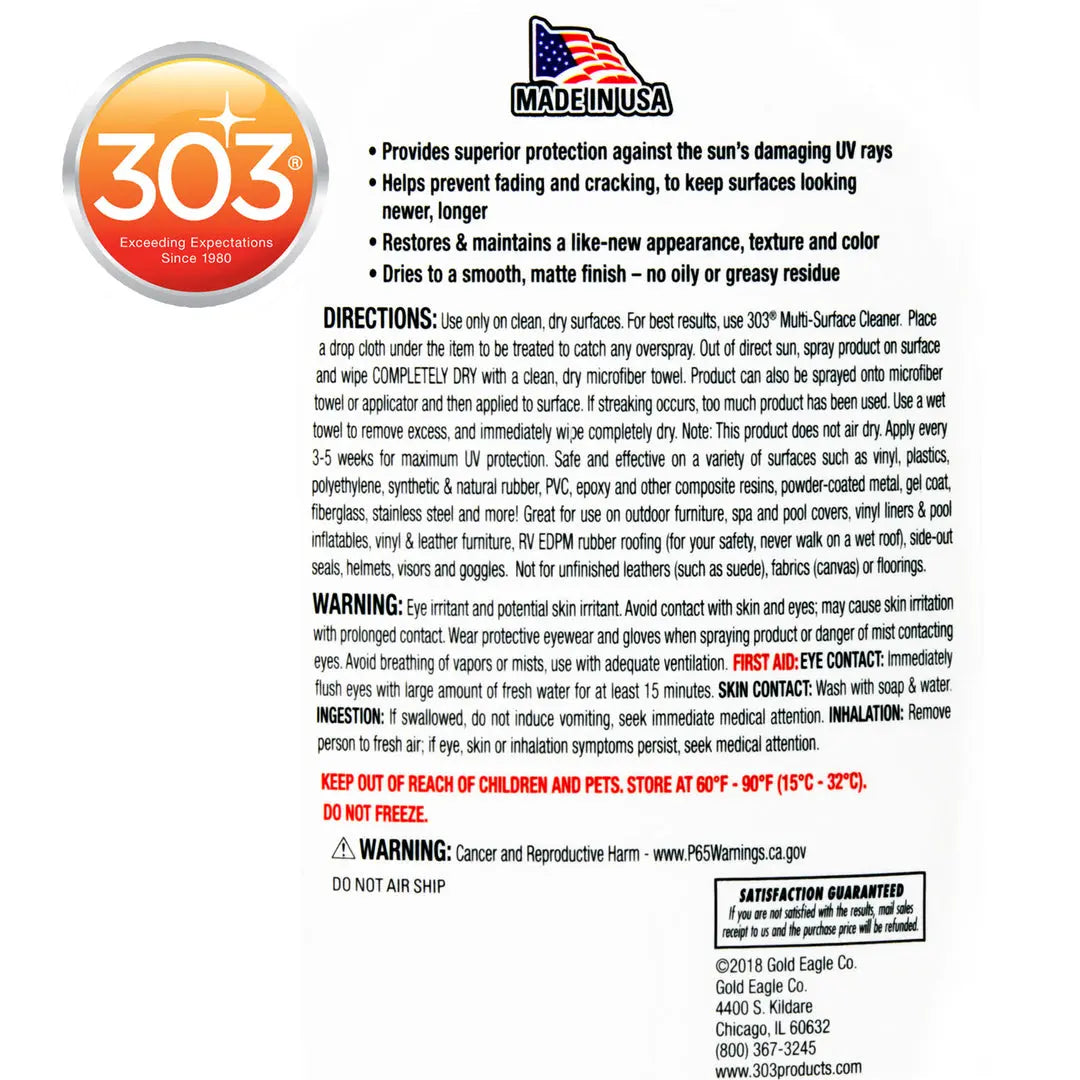 303 Protectant for Vinyl Spa Covers 303 Products
