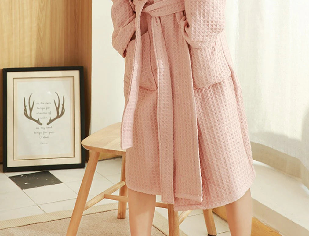Cotton Double Waffle Unisex Thickened Long Robe